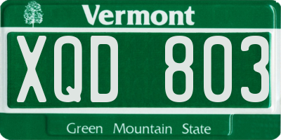VT license plate XQD803