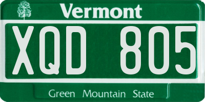VT license plate XQD805