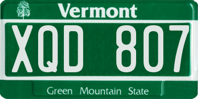 VT license plate XQD807