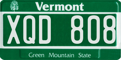 VT license plate XQD808