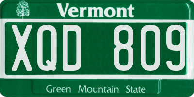 VT license plate XQD809