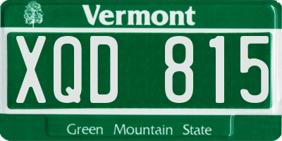 VT license plate XQD815