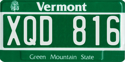 VT license plate XQD816