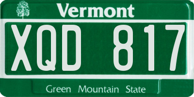 VT license plate XQD817