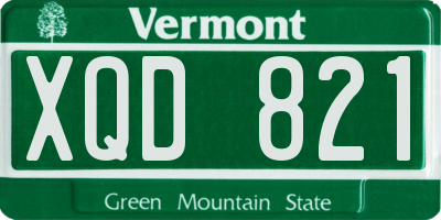 VT license plate XQD821