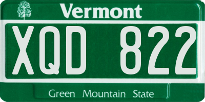 VT license plate XQD822
