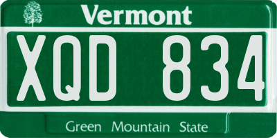 VT license plate XQD834