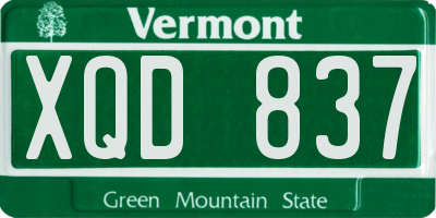 VT license plate XQD837