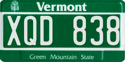 VT license plate XQD838