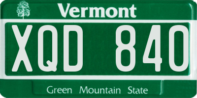 VT license plate XQD840