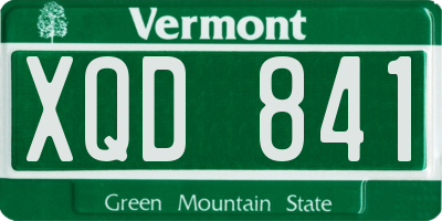 VT license plate XQD841