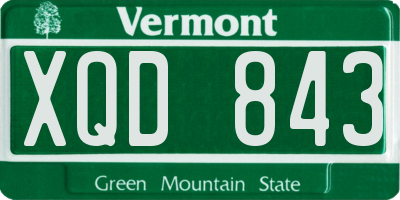 VT license plate XQD843