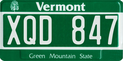VT license plate XQD847