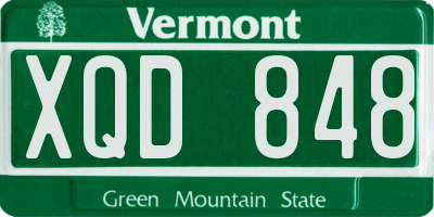VT license plate XQD848