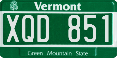 VT license plate XQD851