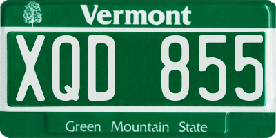 VT license plate XQD855