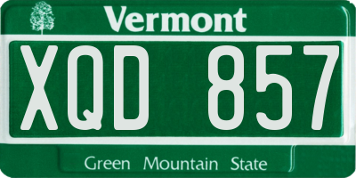 VT license plate XQD857