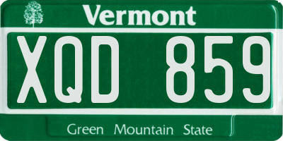 VT license plate XQD859