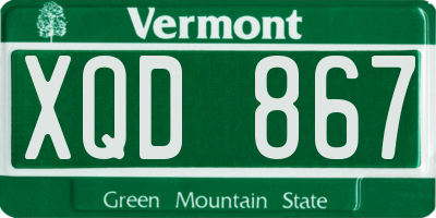 VT license plate XQD867