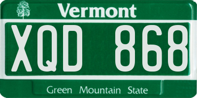 VT license plate XQD868
