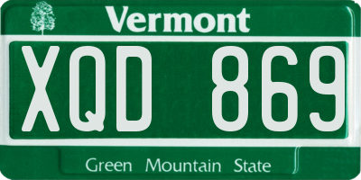 VT license plate XQD869