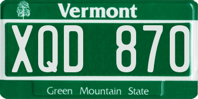 VT license plate XQD870