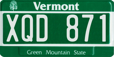 VT license plate XQD871
