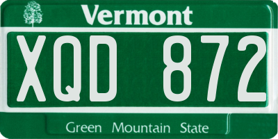 VT license plate XQD872