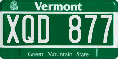 VT license plate XQD877