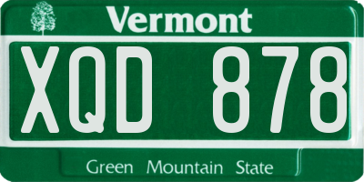 VT license plate XQD878
