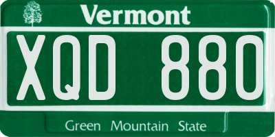VT license plate XQD880