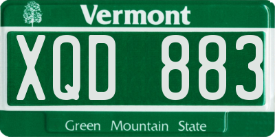 VT license plate XQD883