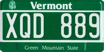 VT license plate XQD889