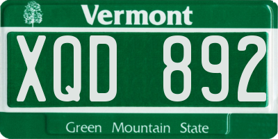 VT license plate XQD892