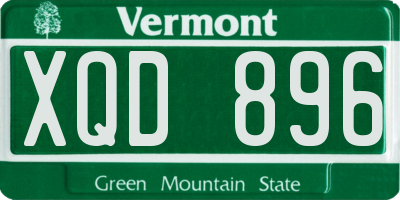 VT license plate XQD896