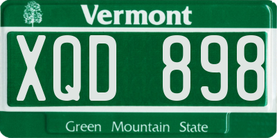 VT license plate XQD898