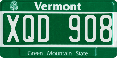 VT license plate XQD908