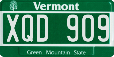 VT license plate XQD909
