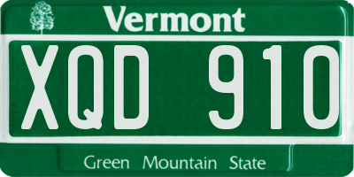 VT license plate XQD910