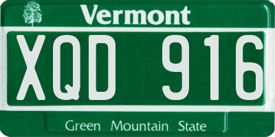 VT license plate XQD916