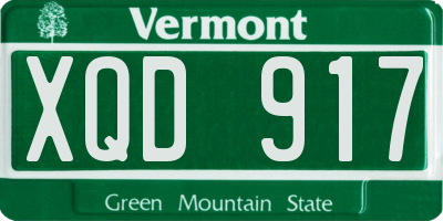 VT license plate XQD917