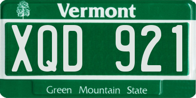 VT license plate XQD921