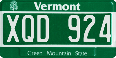 VT license plate XQD924