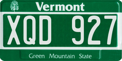 VT license plate XQD927