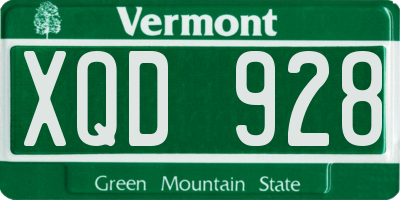 VT license plate XQD928