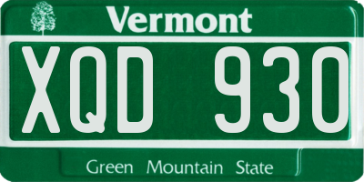 VT license plate XQD930