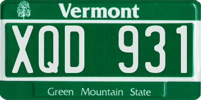 VT license plate XQD931