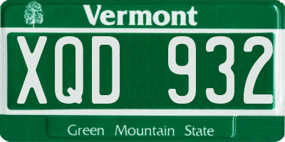 VT license plate XQD932