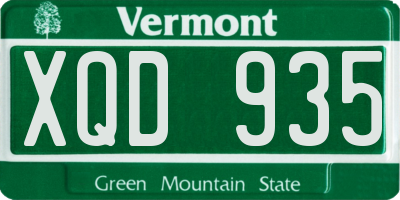 VT license plate XQD935