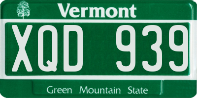 VT license plate XQD939